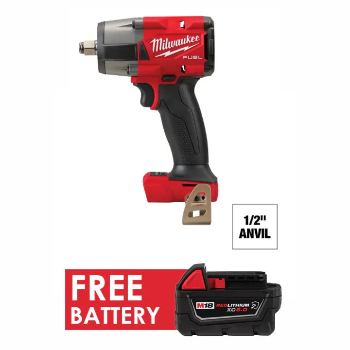 Milwaukee 2962-20 M18 FUEL 1/2″ Mid-Torque Impact Wrench + FREE Battery