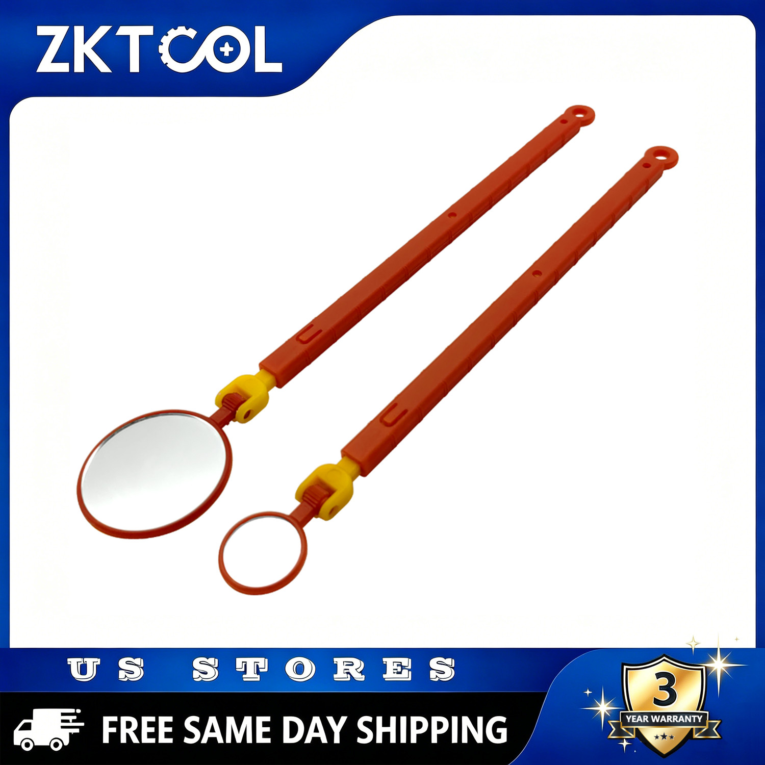 ZKTOOL 2PC 1000V Insulated Inspection Mirror Set 20/40mm Telescopic Flexible