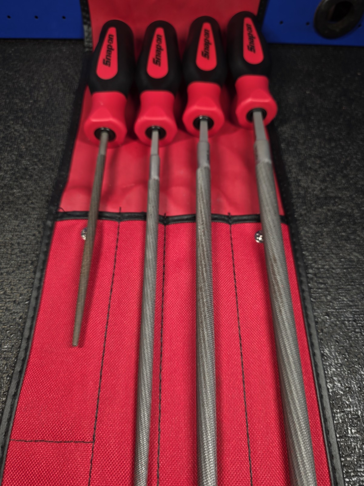 Snap-on Tools SGHBF200A 4-Piece LIGHT USE Red Handle Round File Set See Details
