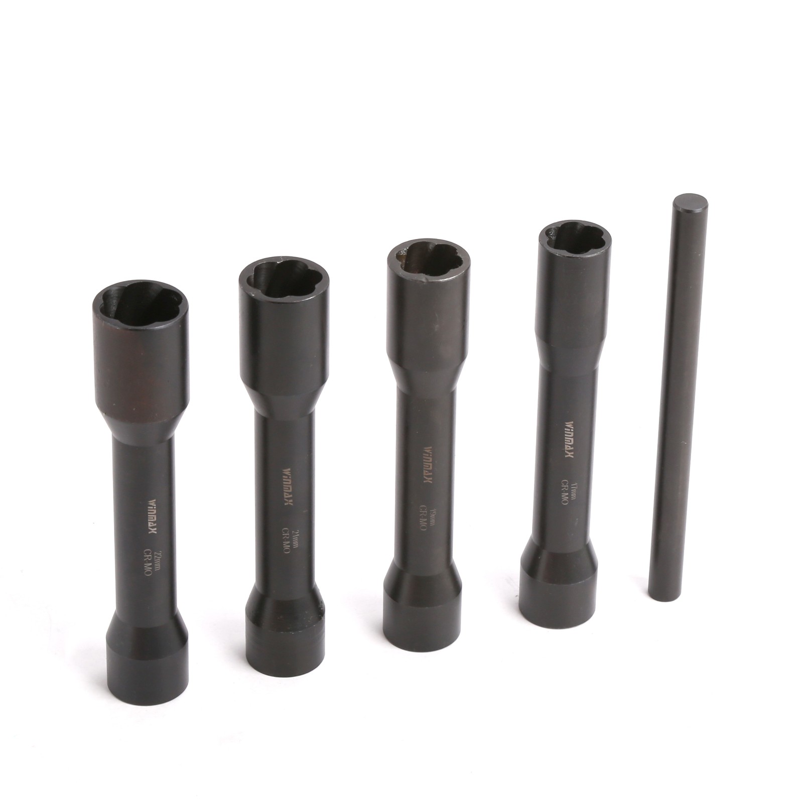 5PCS 1/2″ Dr Long Reach Twist Socket Set, Damaged/Rounded Lug Nut Remove 17-22mm