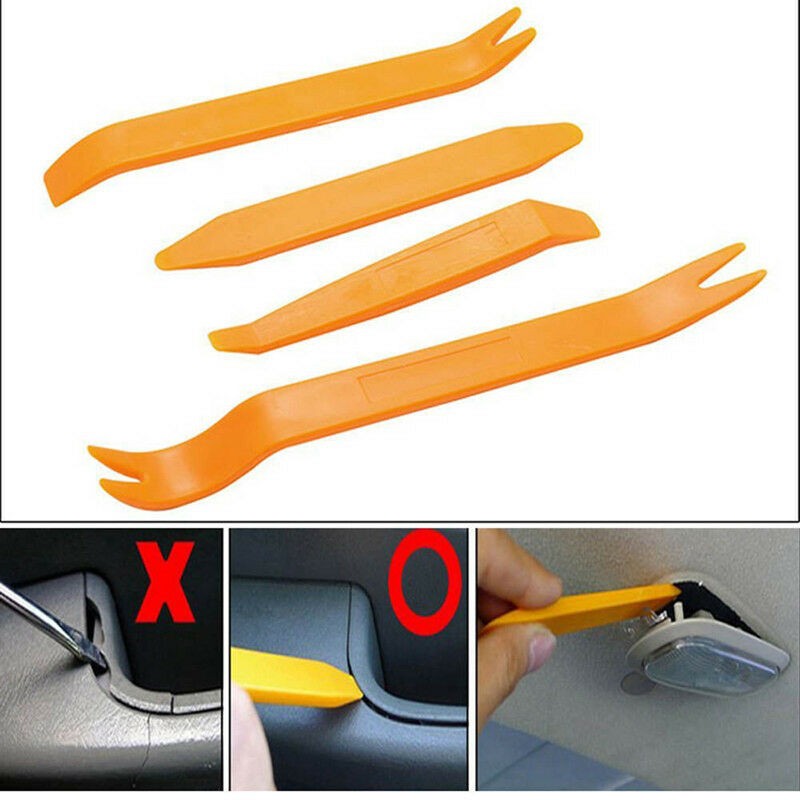 Car Trim Removal Tool 4Pcs Hand Tools Set Pry Bar Panel Door Interior Clip Kits