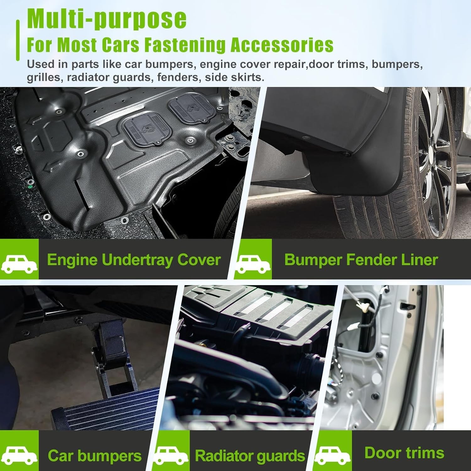 260PCS U-Nut Clips & Automotive Body Fender Bolts Kit,for Most Cars Fender,En…