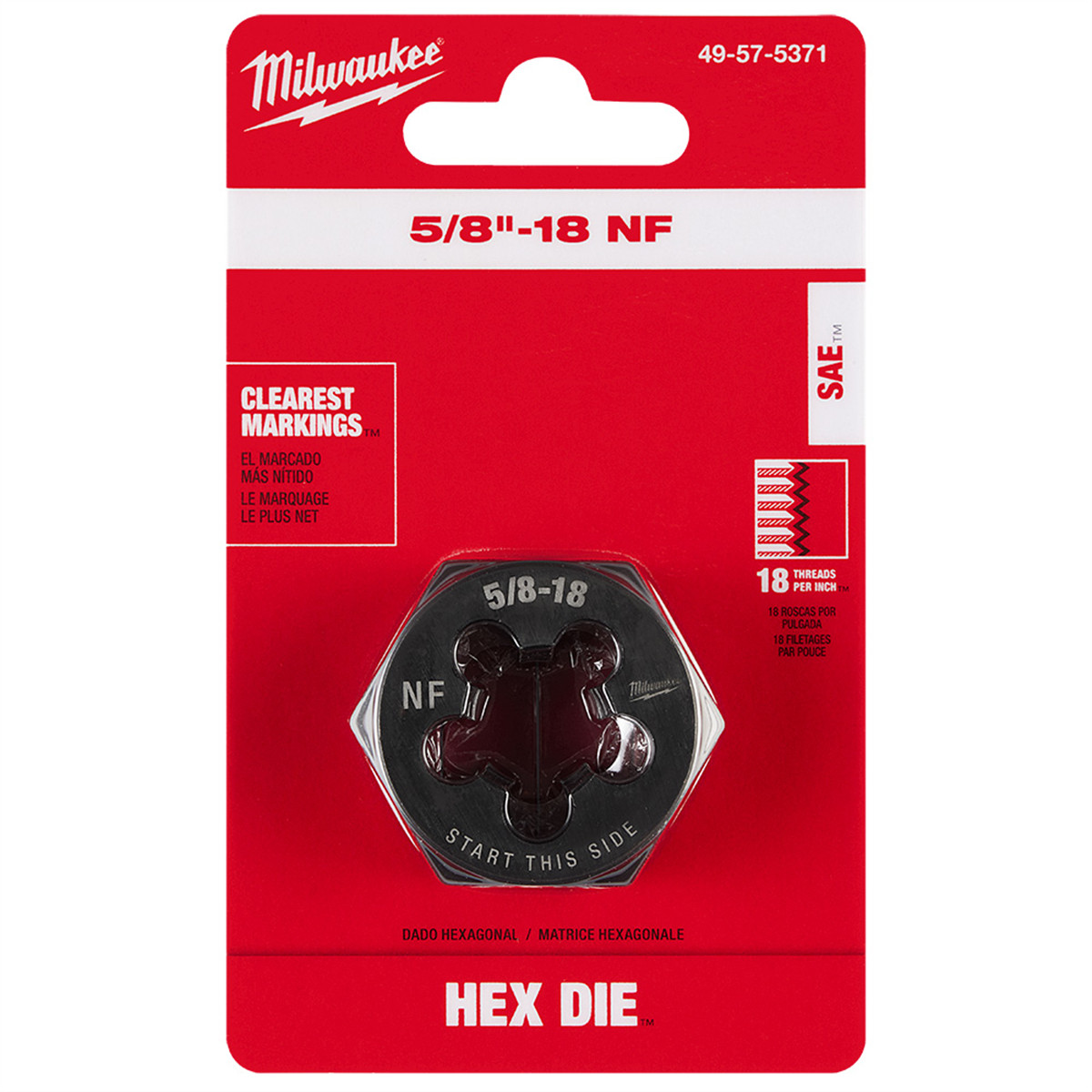 Milwaukee Tool 5/8″-18 NF 1-7/16″ Hex Threading Die