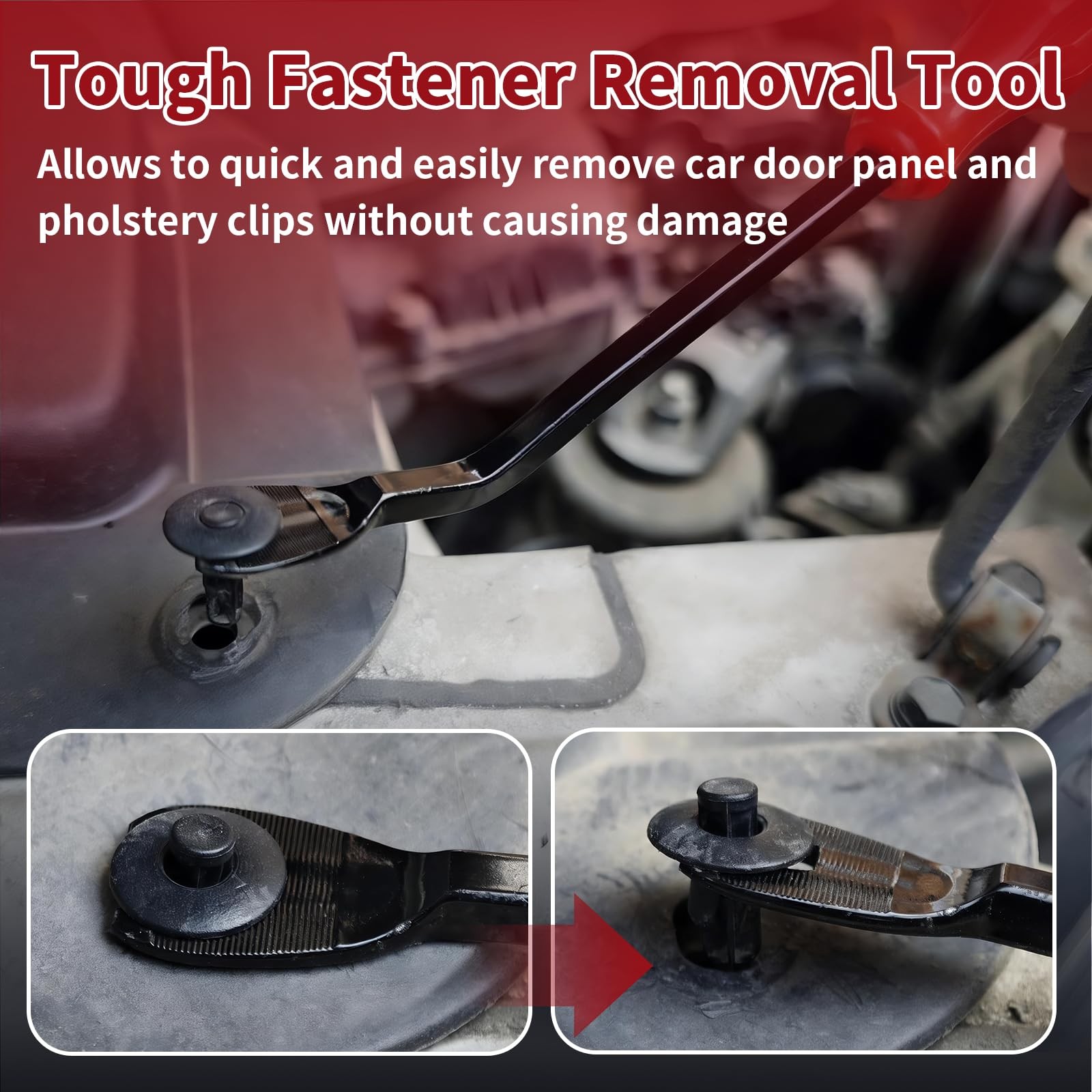 Car Clip Removal Pliers Kit with 2 Stainless Steel Fastener Remover Tools