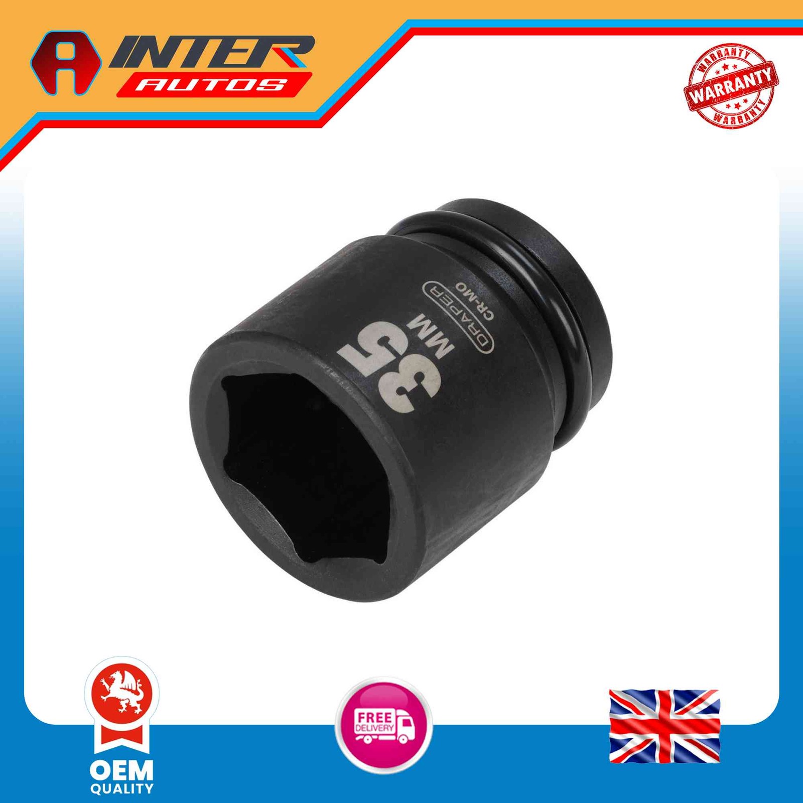 Draper Hi-TORQ® Impact Socket, 3-4″ Sq. Dr., 35mm 05015