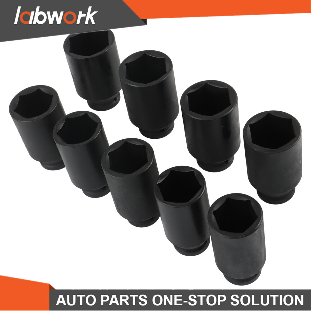 Labwork 9 Pcs Deep Impact Socket Set Drive Metric Axle Hub Nut Socket 29-38mm