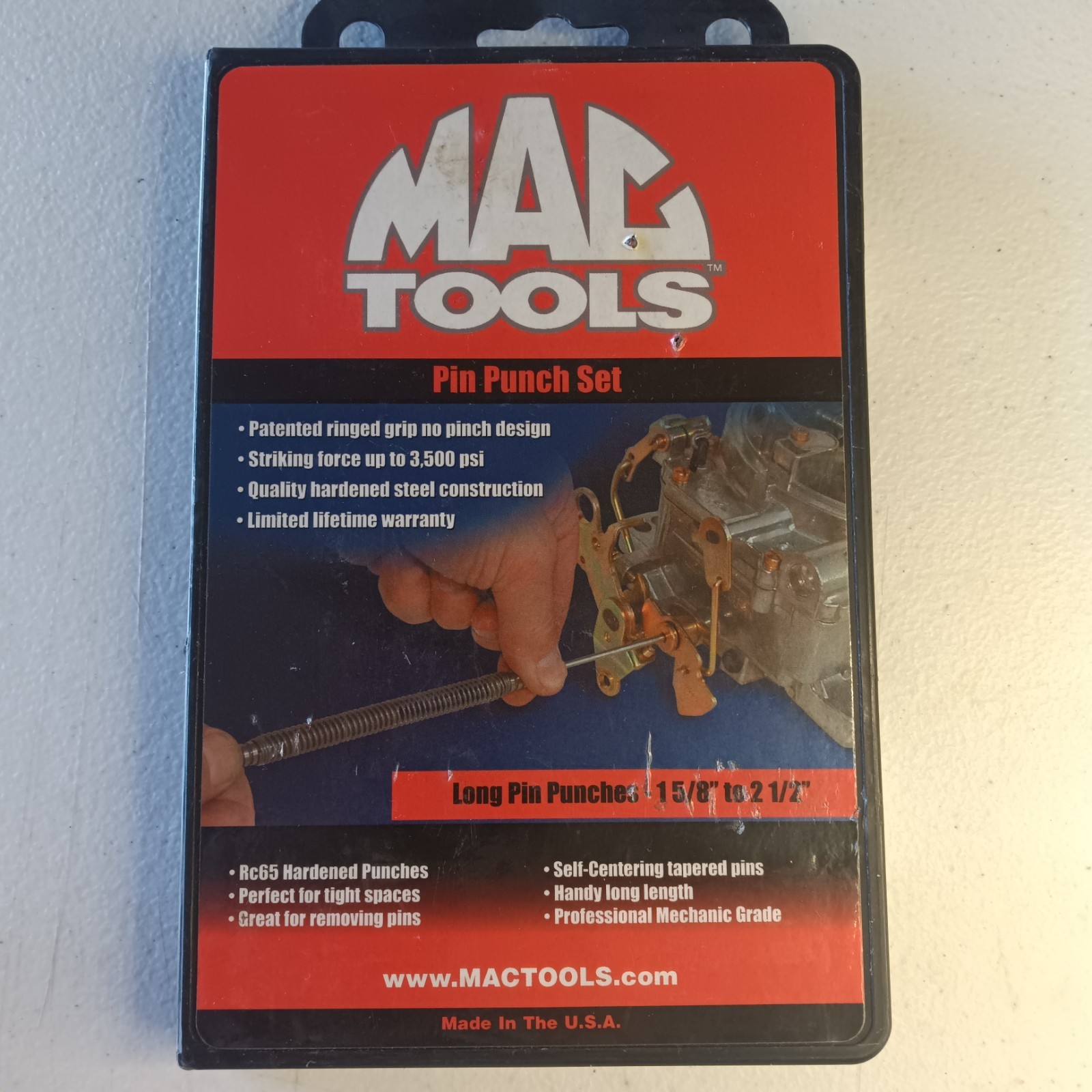 MAC TOOLS 4 PIECE LONG PIN PUNCH SET w/ Ringed Grip PP874