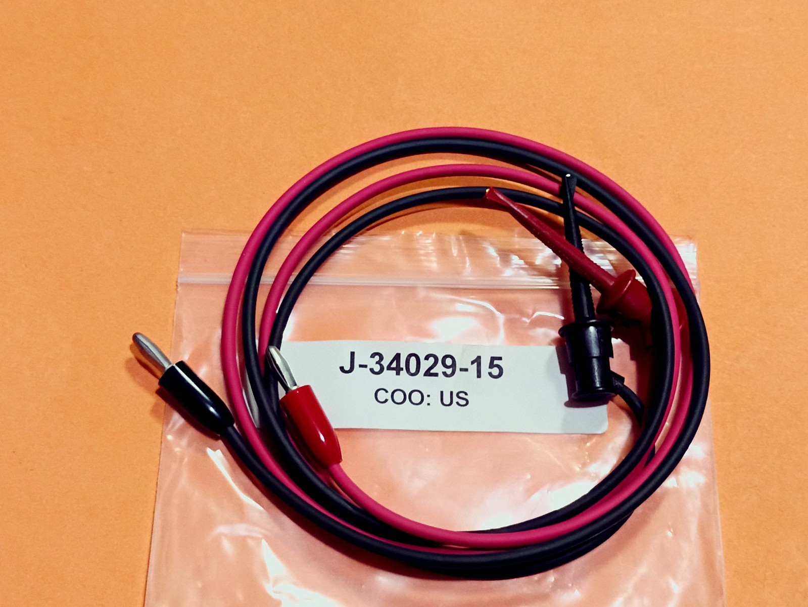 KENT MOORE J-34029-15 RED/BLACK EZ MINI HOOK TEST PROBE LEADS IN OPEN POUCH