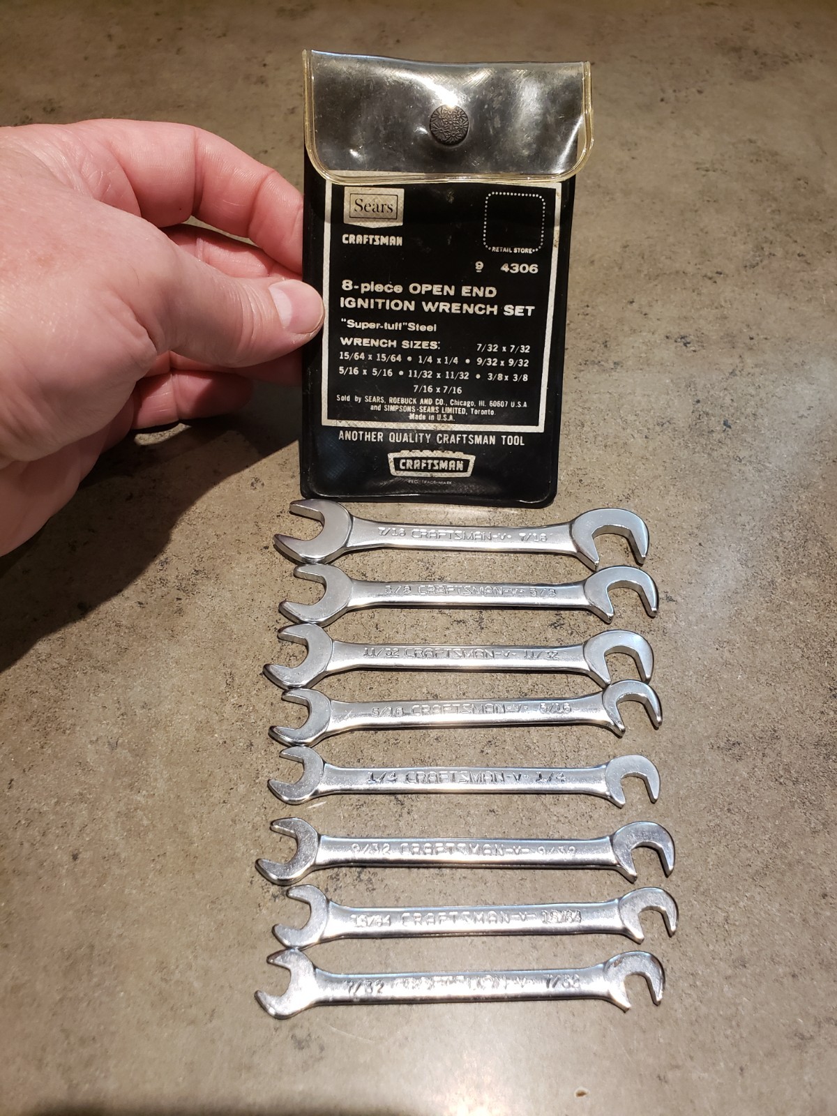 Craftsman USA 8-Piece Open End Ignition Wrench Set with Pouch No 4306