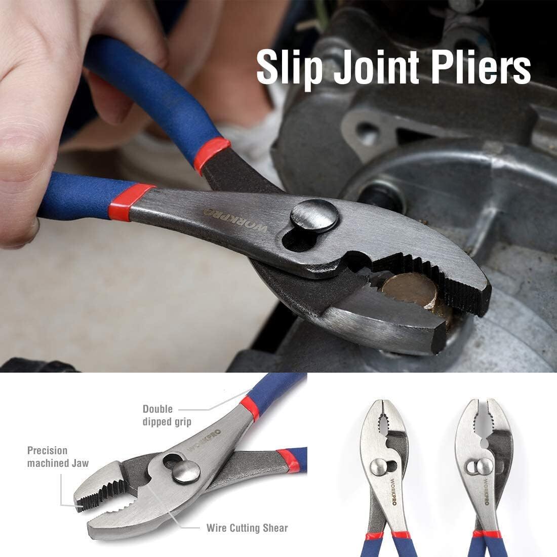 WORKPRO Large Pliers & Wrench Set 6-Piece (10″ Water Pump Silver, Blue