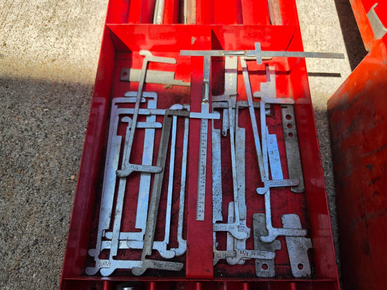 1950 SNAP ON tool box VINTAGE CARBURATOR ADJUSTMENT TOOLS SOCKETS MEASURE TOOLS
