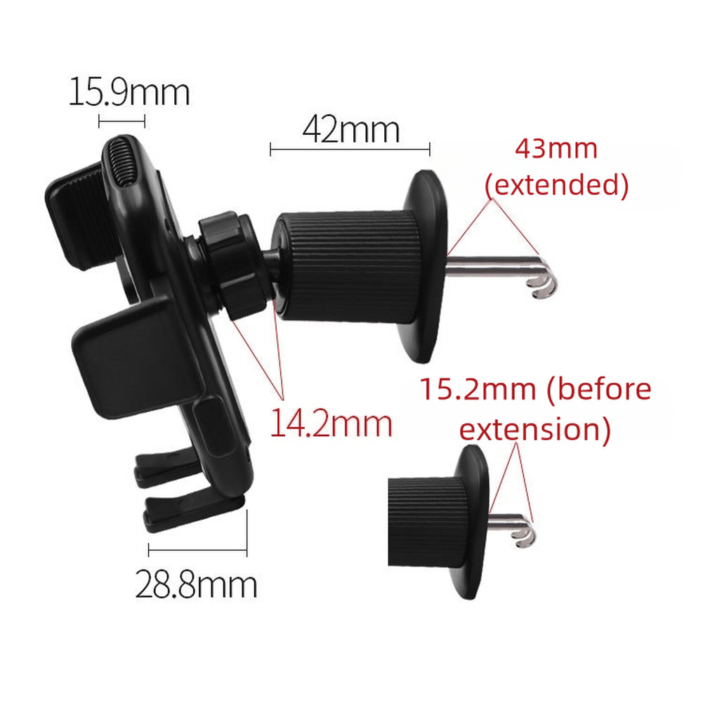 Black Silver Car Air Vent Phone Holder Compatible with Phones For 47 to 72 Inch