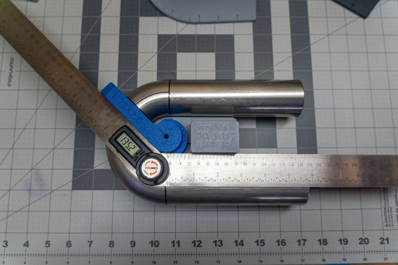 1.75” OD x 2.5” CLR Mandrel Bend Tube Protractor / U Bend Cut Angle Finder Tool