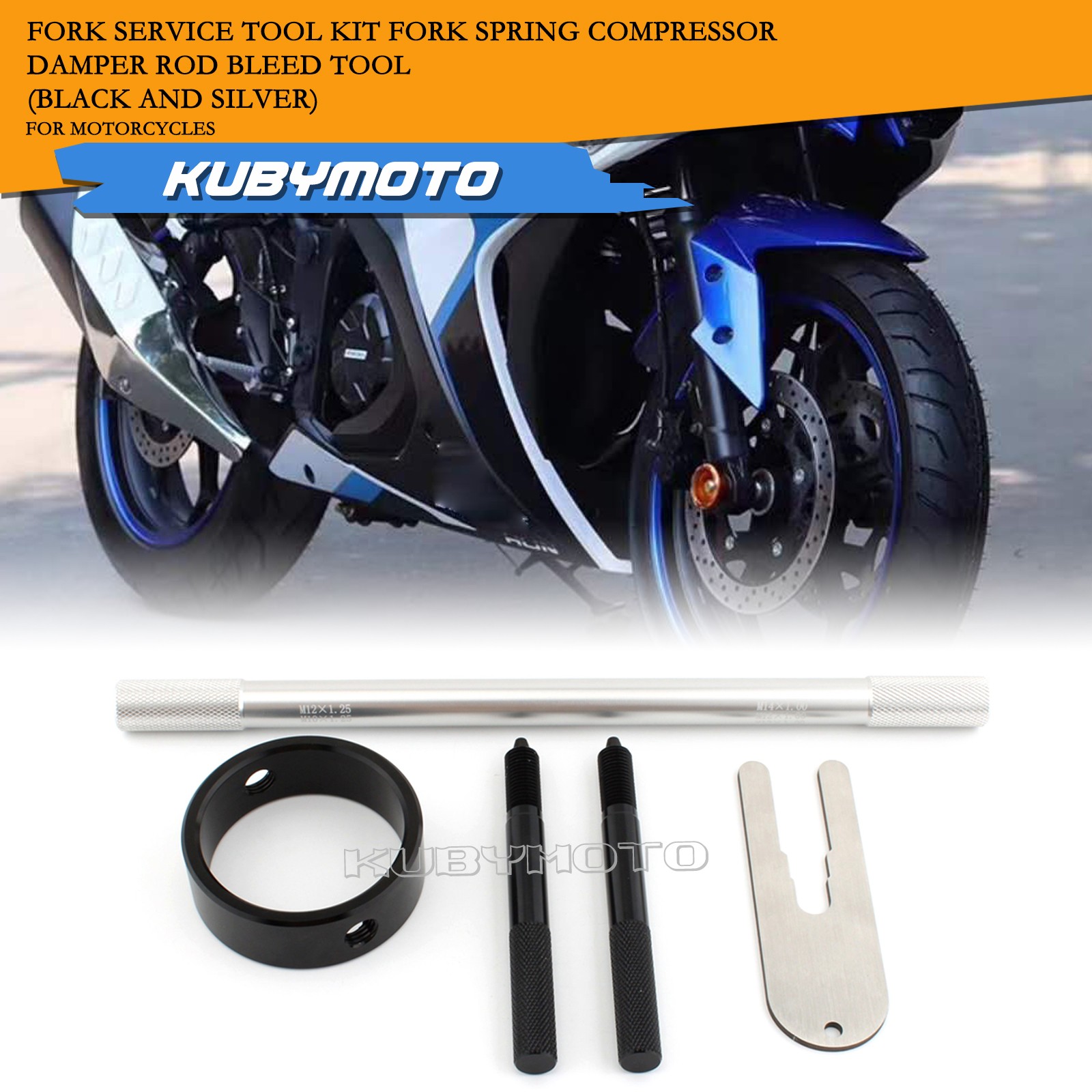 Fork Service Tool Fork Spring Compressor Damper Rod Bleed Tool Black+Silver