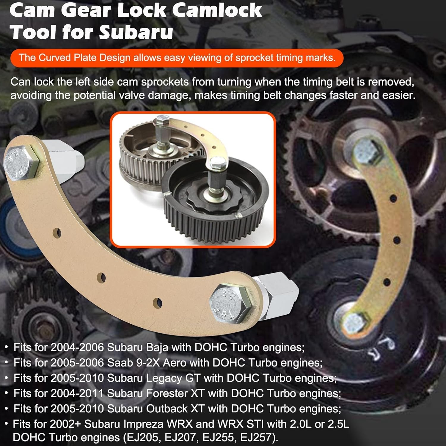Crank Pulley Tool Cam Gear Lock Camlock Tool Intake/Exhaust Cam Sprocket Wrench
