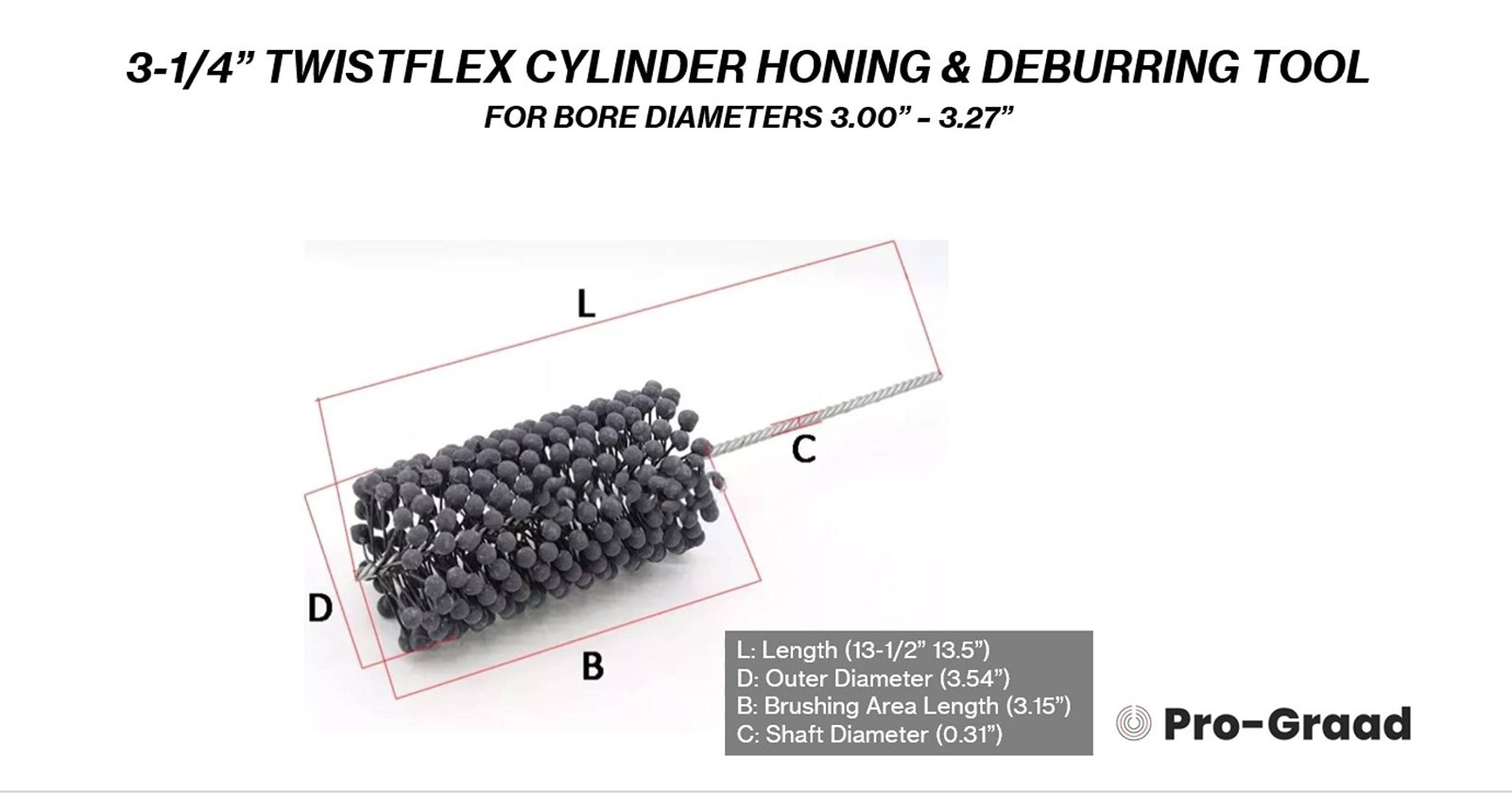 Flexible Cylinder Hone Tool 3.25″ | 240 Grit Deburring Brush | 3.00″-3.27″ Bore