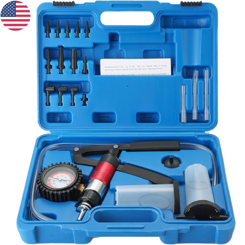 21PCS Hand Held Vacuum and Pressure Pump Brake Clutch Fluid Bleeder Tool Kit