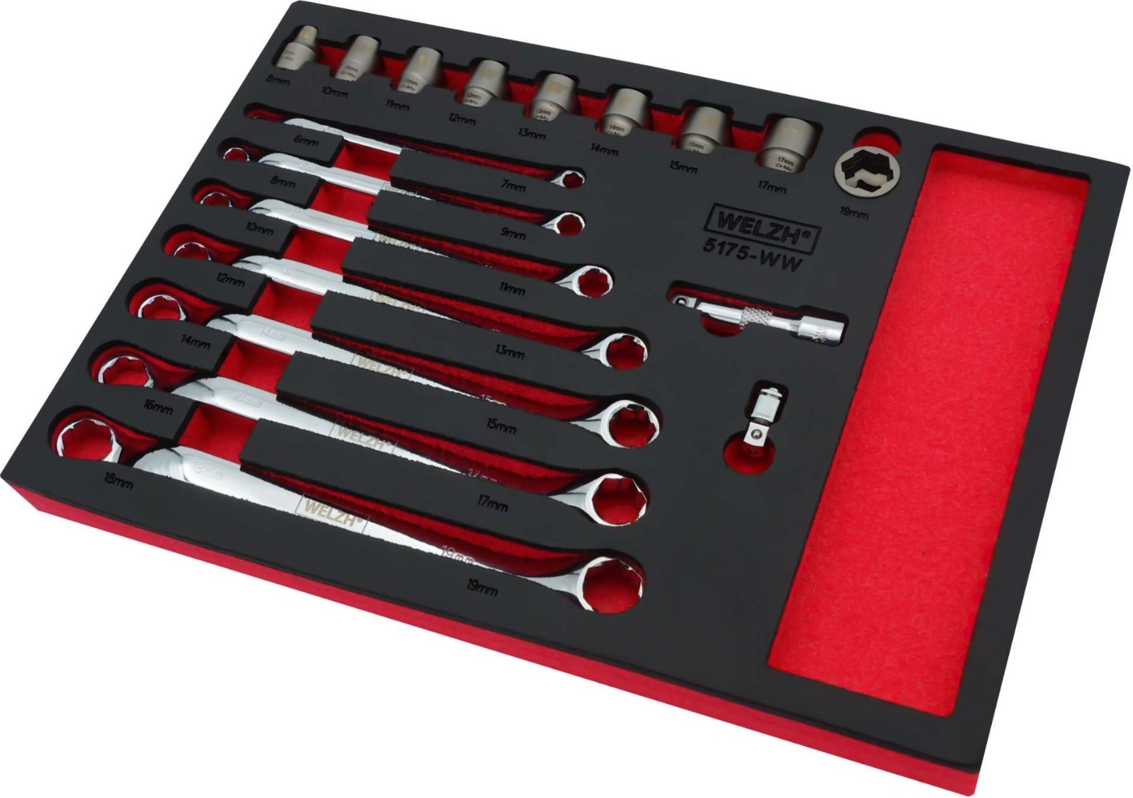 Welzh Werkzeug Bolt Nut Extractor Socket Spanner Wrench Tool Set 18 Piece 5175WW