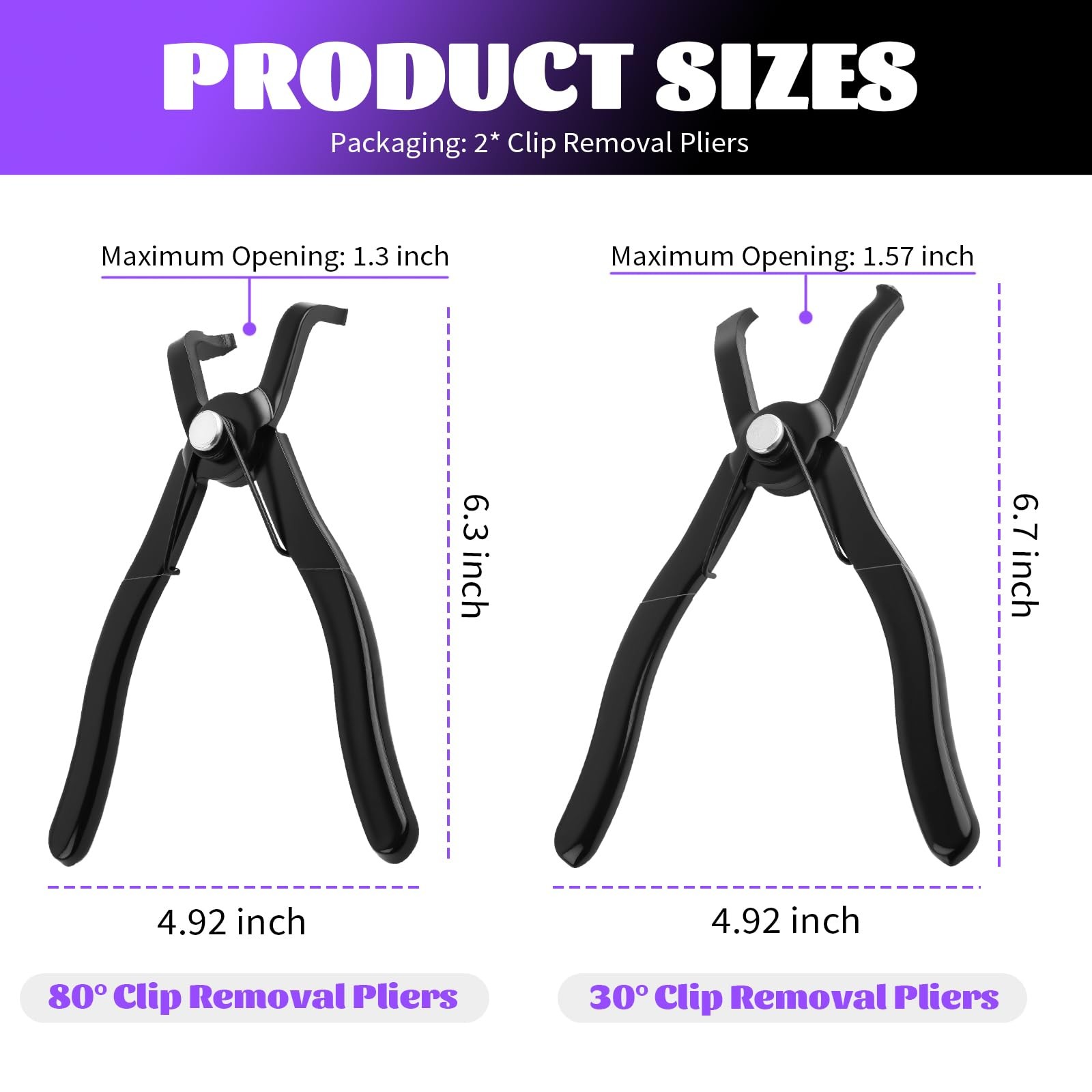 Car Push Pin Removal Tool Set 2PCS Angled Pliers for Trim & Bumper Clips