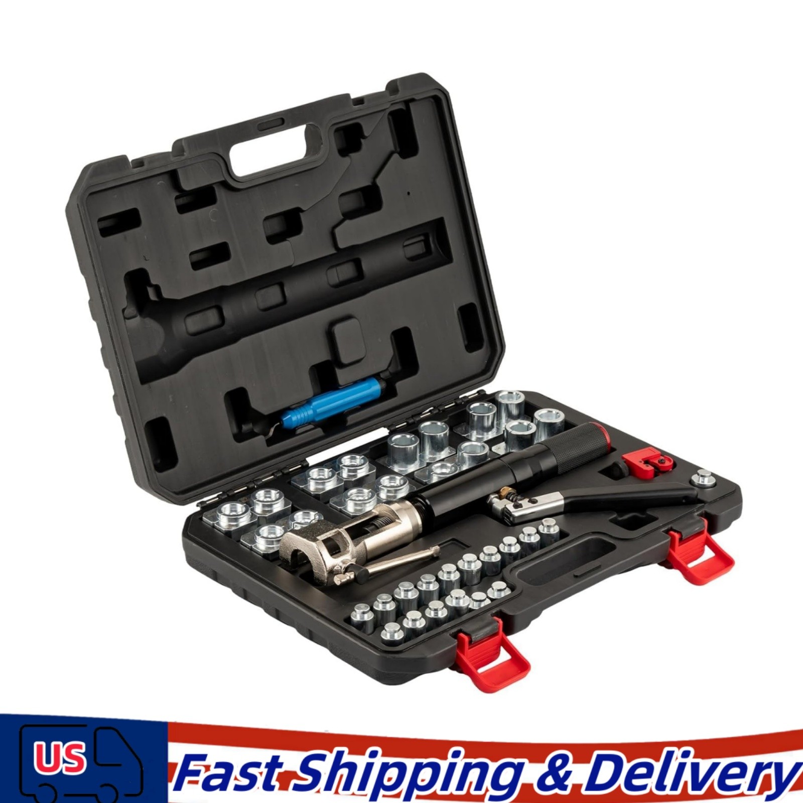 33PCS Hydraulic Flaring Tool Kit 45° Double Flaring Tool for 3/16″ to 1/2″ Tube