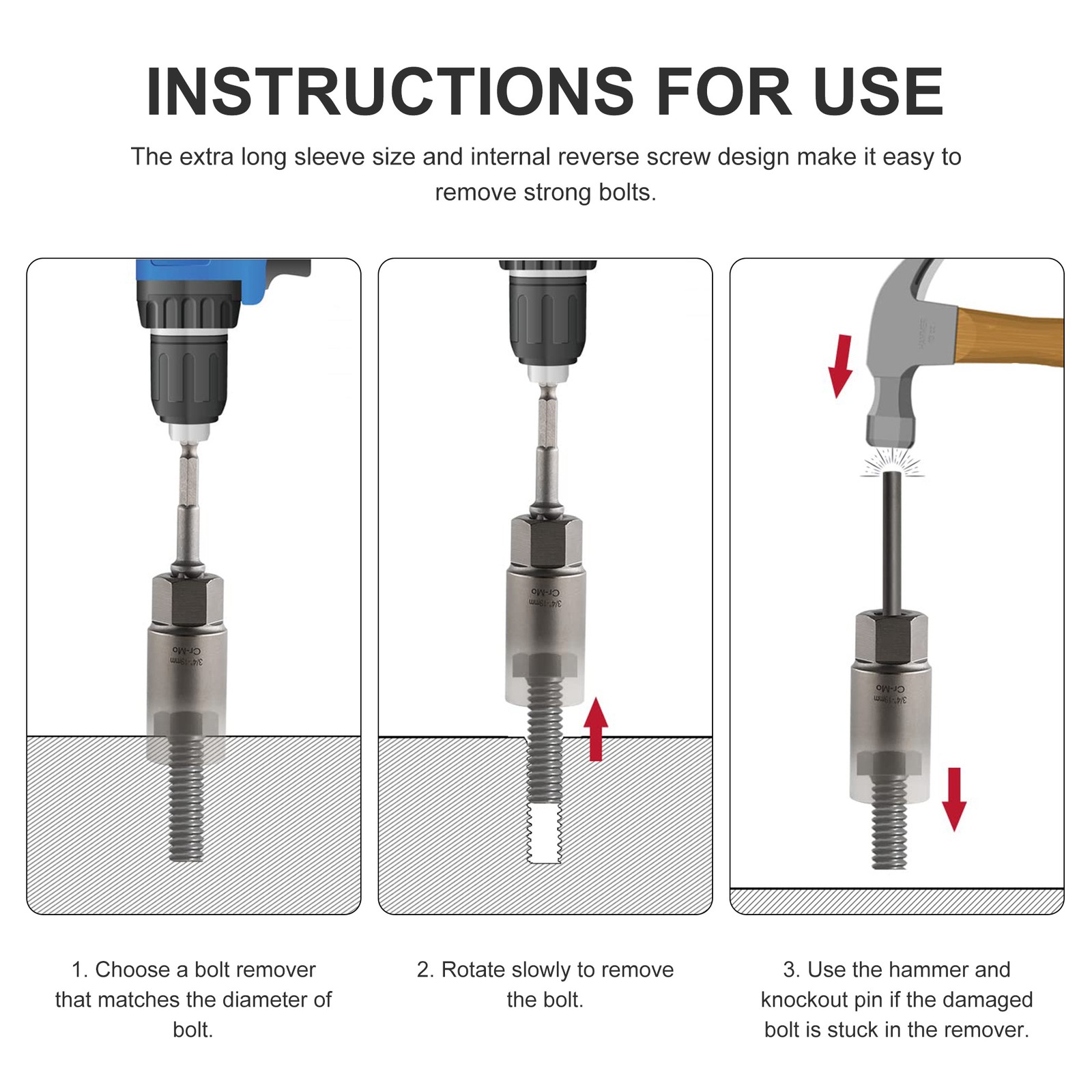 11PCS Spiral Type Bolt Extractor Tool, Broken Lug Nut Bolt Remover Easy-Out Set
