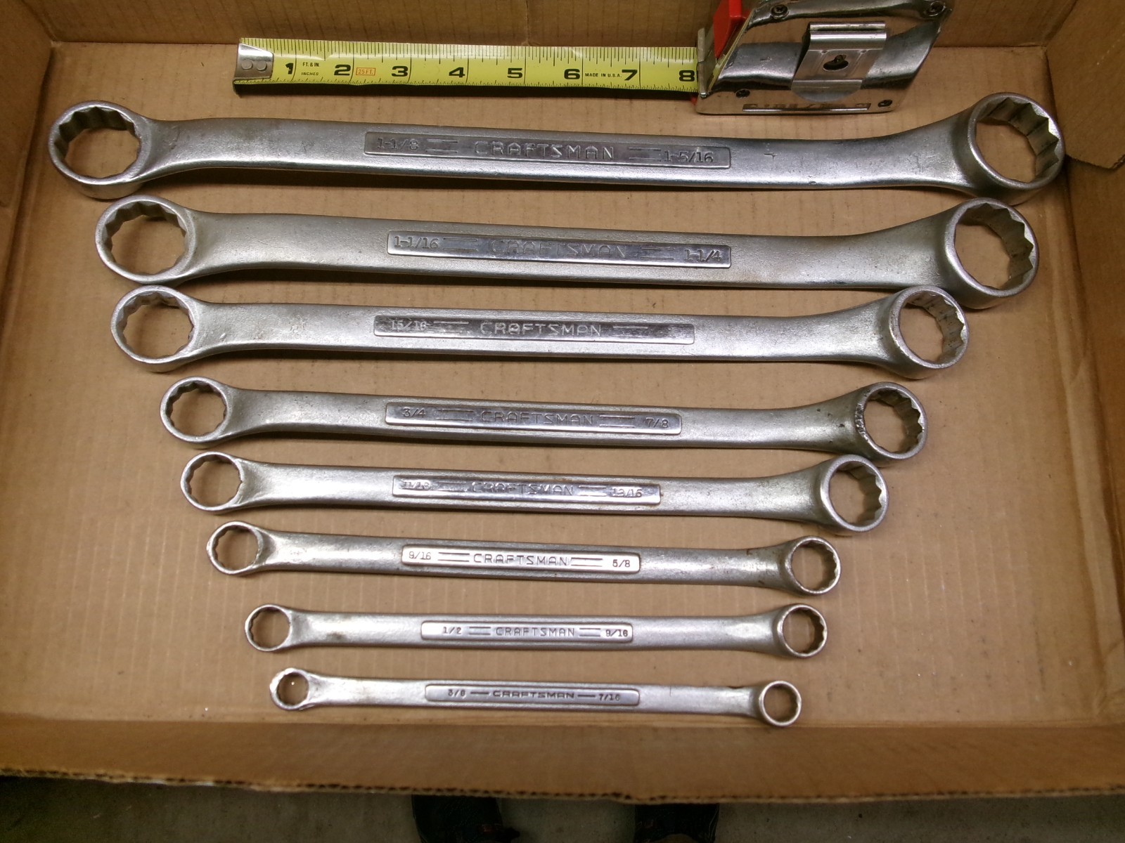 Craftsman USA 8-Piece Double Box End Slight Offset SAE Wrench Set 3/8 – 1-5/16″