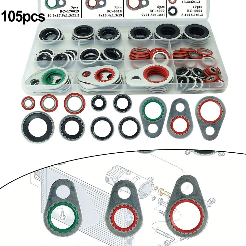 Car Air Conditioning Seals AC Compressor Gasket Kit Robust Metal And Rubber