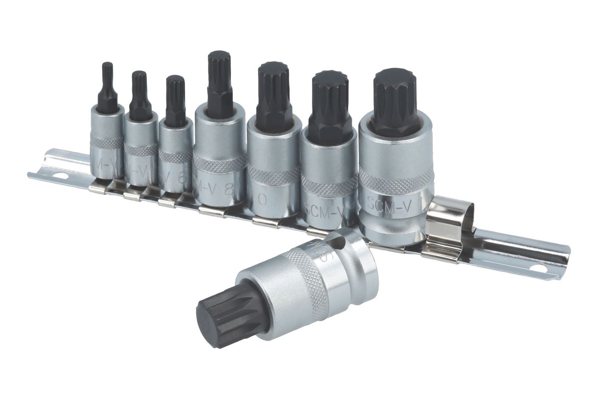 Laser Tools Spline Socket Bit Set 1/4″D, 3/8″D, & 1/2″D 8pc 3266