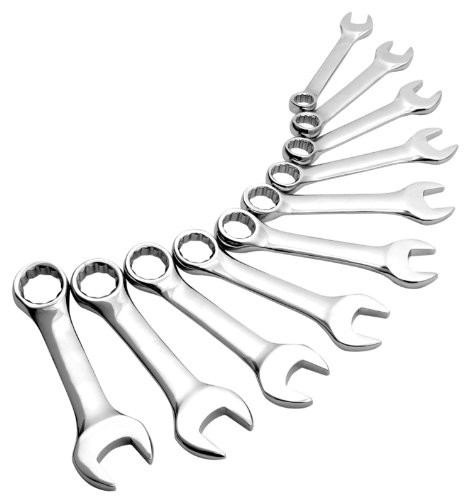 Sunex 9930M 10 Piece Metric Stubby Full Polish Combination Wrench Set