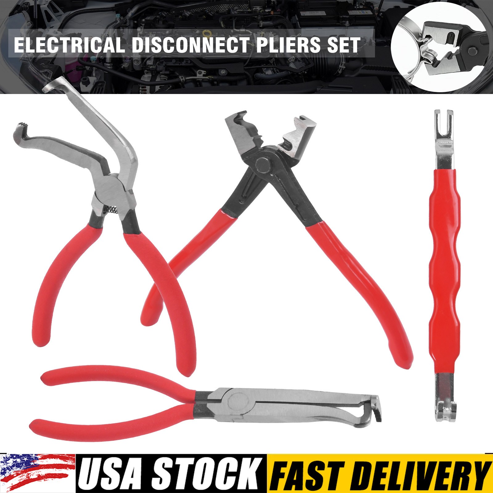 4Pcs/Set Electrical Disconnect Pliers for Cars, Electrical Connector Separator