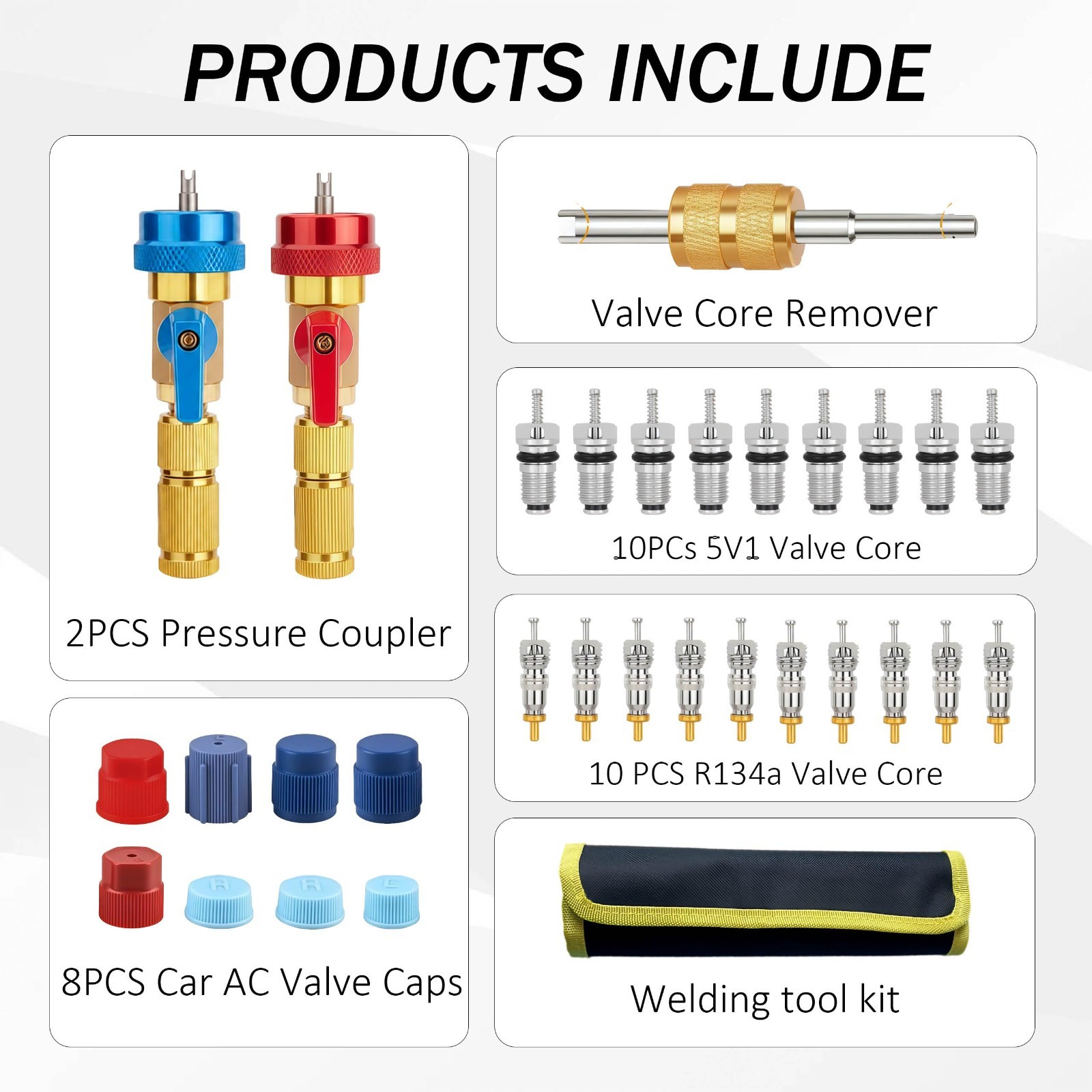 31PCS R134a A/C Valve Core Removal Tool Kit – High/Low Pressure, Leak-Proof, Ext