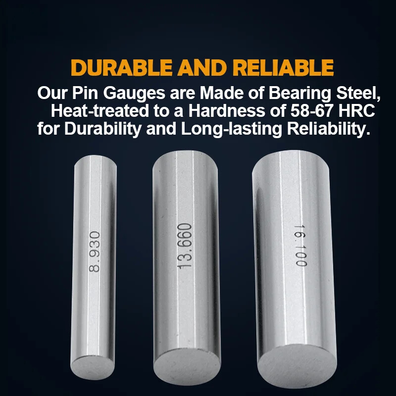 Precision Steel Pin Gauge Set Range Plug Gage for Carpentry and Inspection