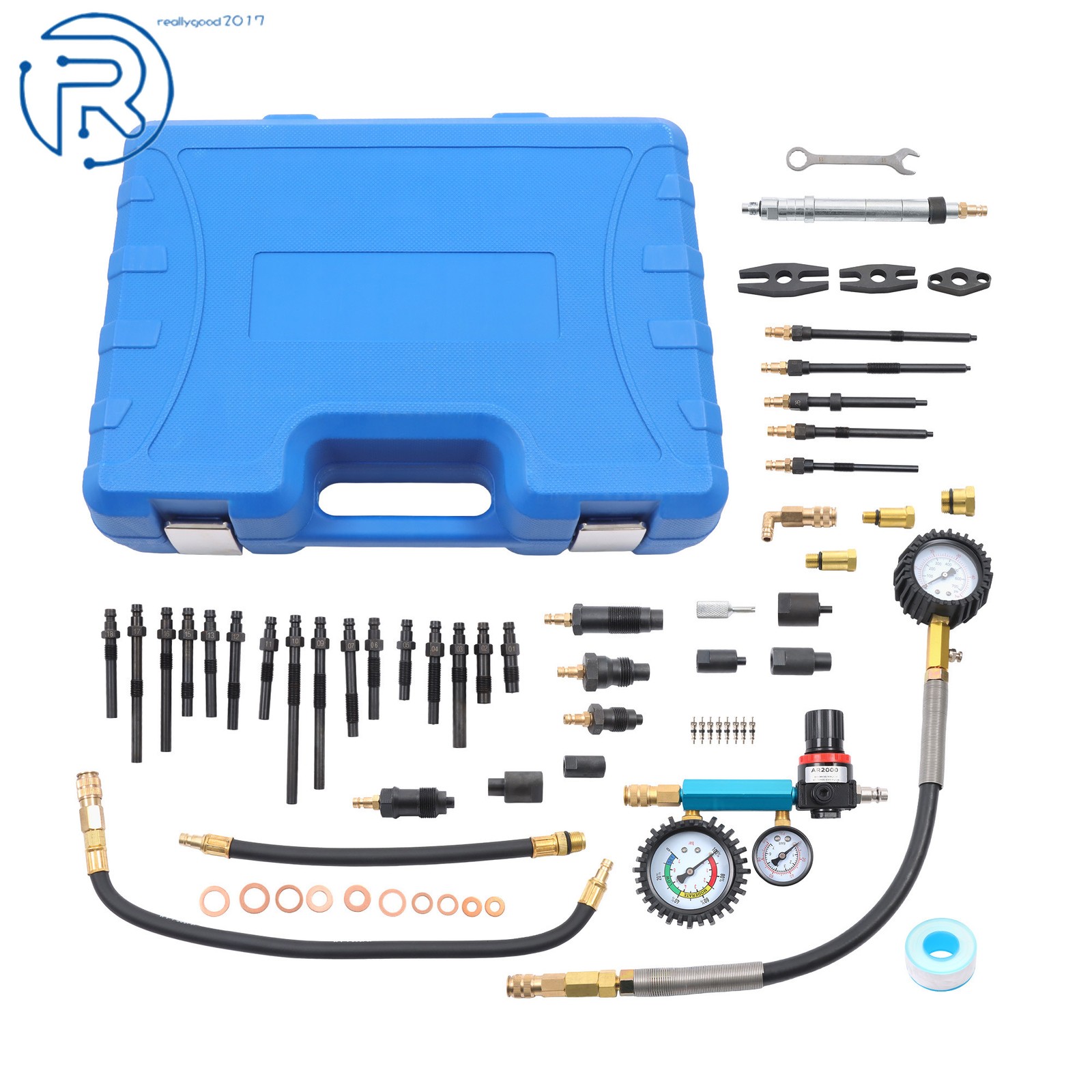 46PCS Petrol Diesel Engine Compression Tester Kit Leak Down Diagnostic Tool Kit