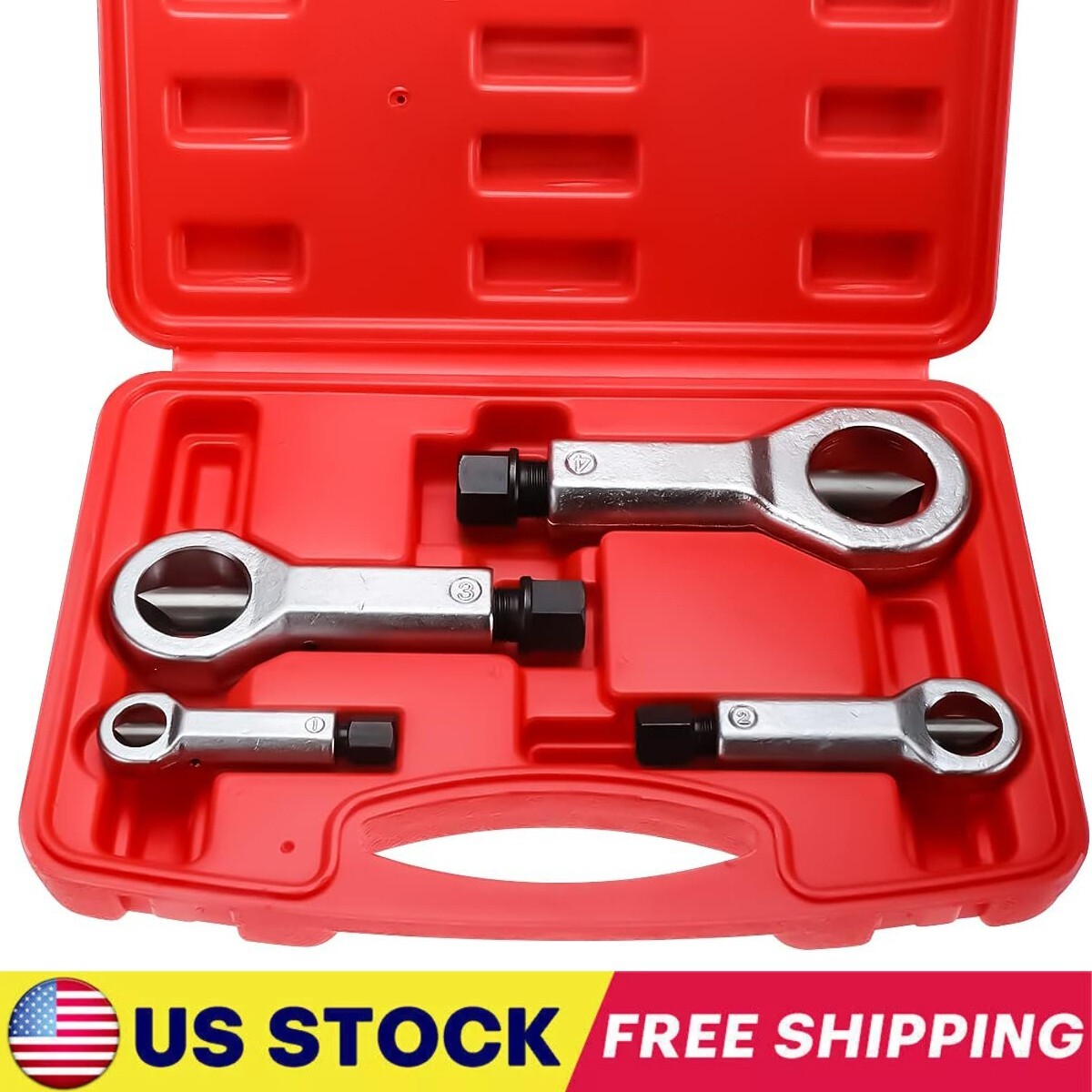 4pcs Nut Splitter Tool Broken Damaged Stuck Remover Puller Corroded Split Set