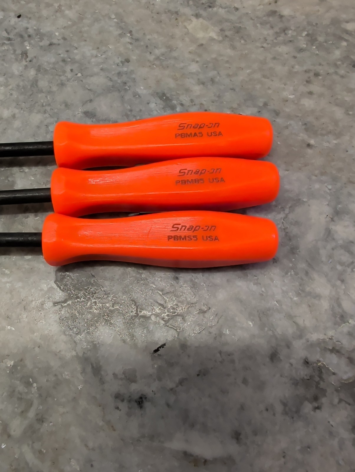 Snap On Tools New Mini Pocket Pry Bar Set 3 pcs Orange 5″ Straight / Bent / 90
