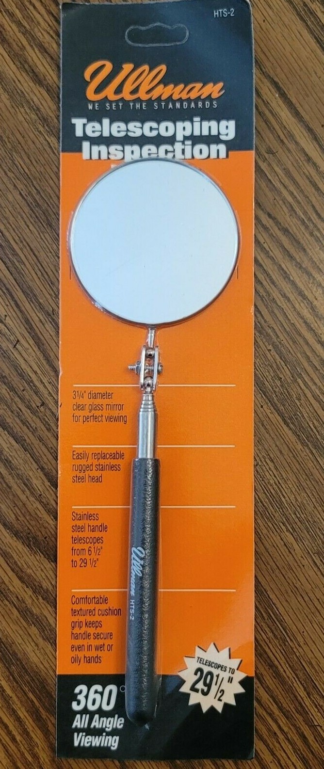 Ullman 3-1/4″ Round Telescoping Flex Head Inspection Mirror Tool #HTS-2