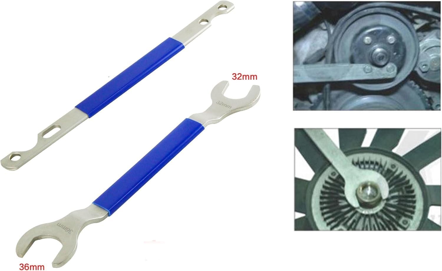 Fan Clutch Wrench Set for BMW Land Rover,Pump Pulley Holder Remover,32mm 36mm