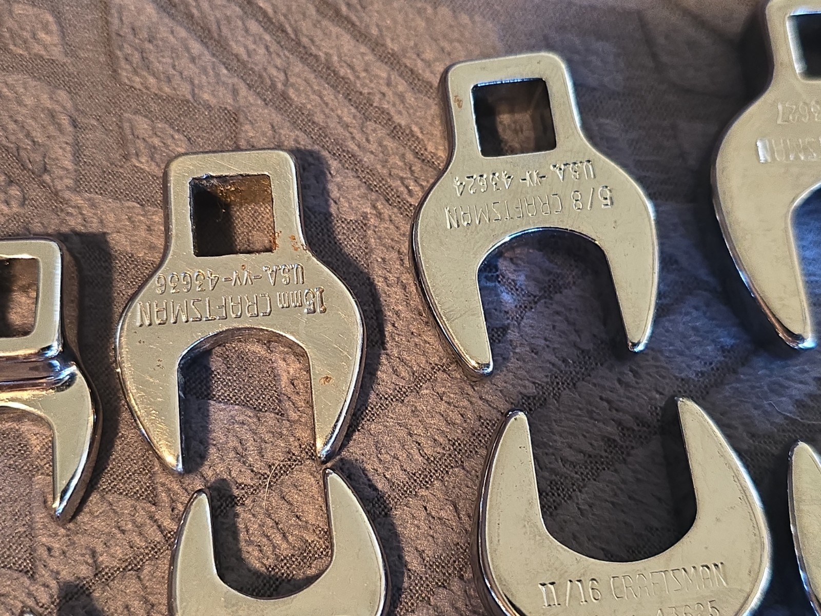 Craftsman USA 10-Piece SAE Rare V Crow-Foot Wrench Set No 4362 3/8” to 1”