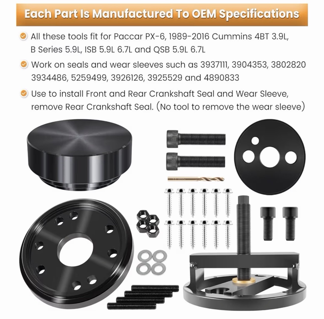 Front & Rear Crankshaft Seal Remover For Paccar PX-6 *LIGHT DAMAGE L👀K*