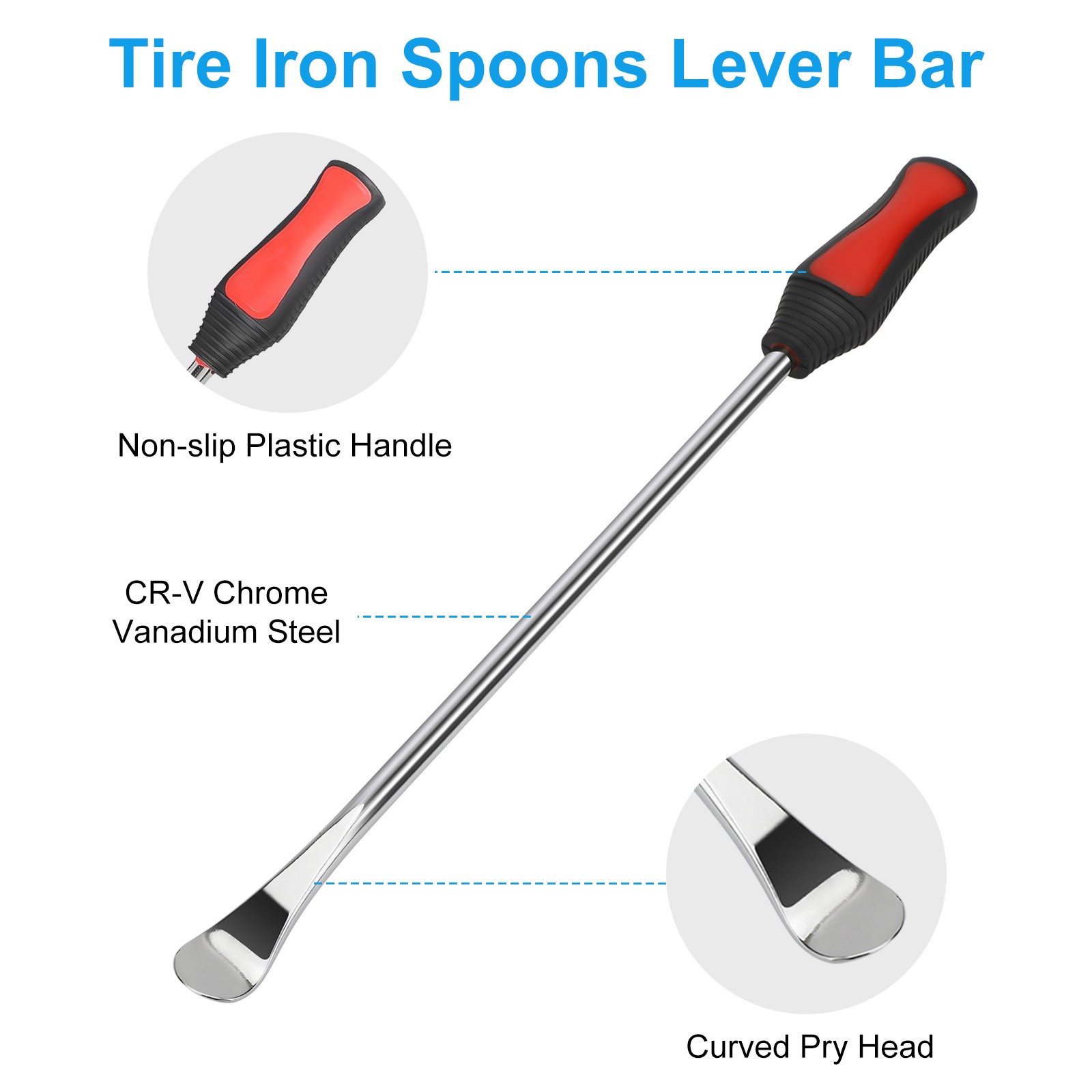 2Pcs 14.5″ Steel Tire Spoon Lever Iron Bar Kit Car Motorcycle Tyre Changing Tool