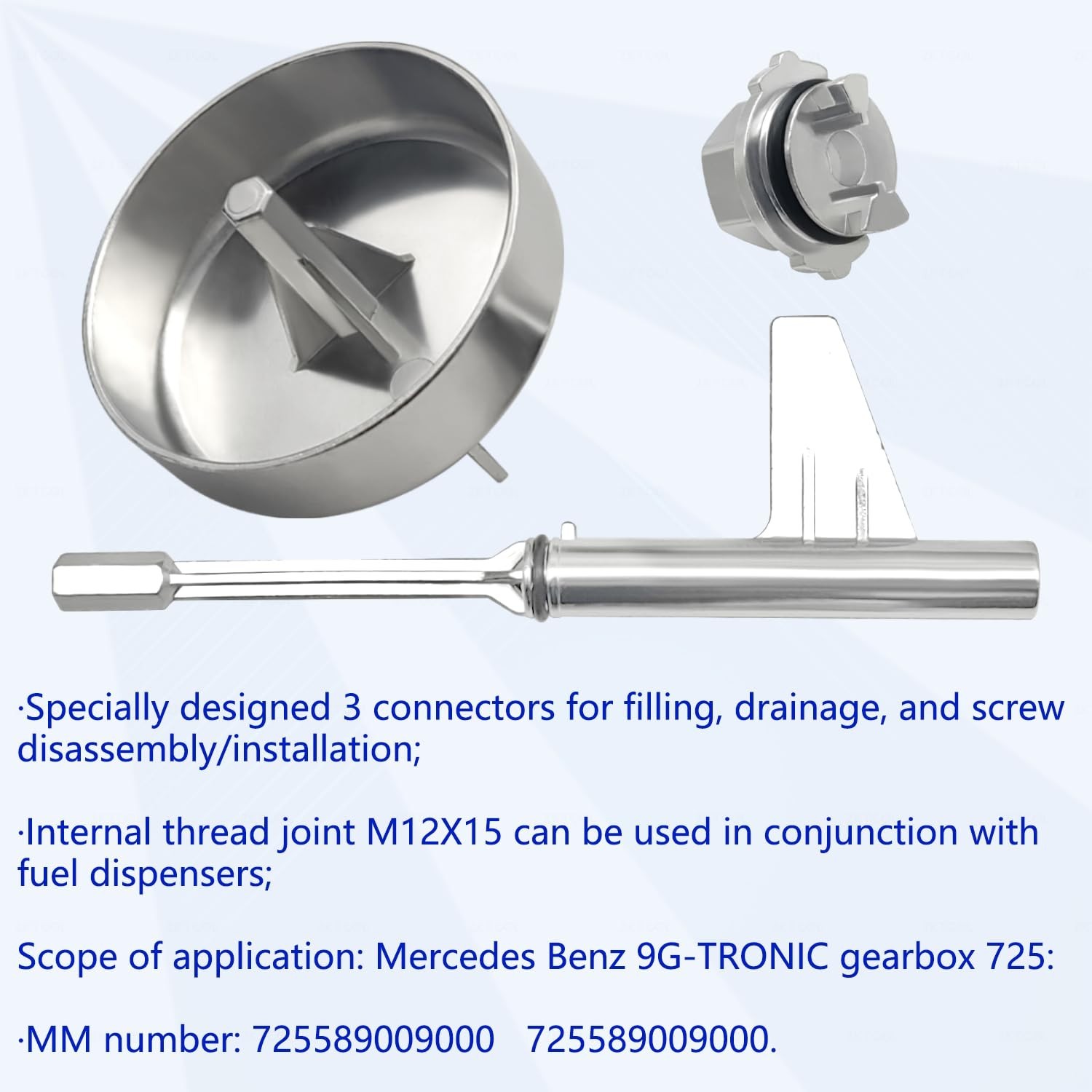 6PCS Metal Transmission Oil Filling Tool for Benz 725.0 9 Speed Transmission