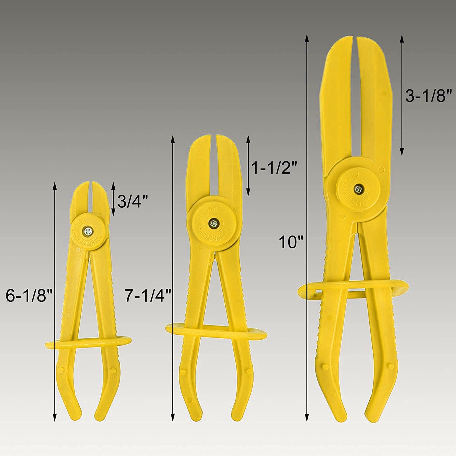 3PCS Flexible Hose Clamp Plier Yellow 1/2 “to 3/4” Radiator Brake Pipe Tool