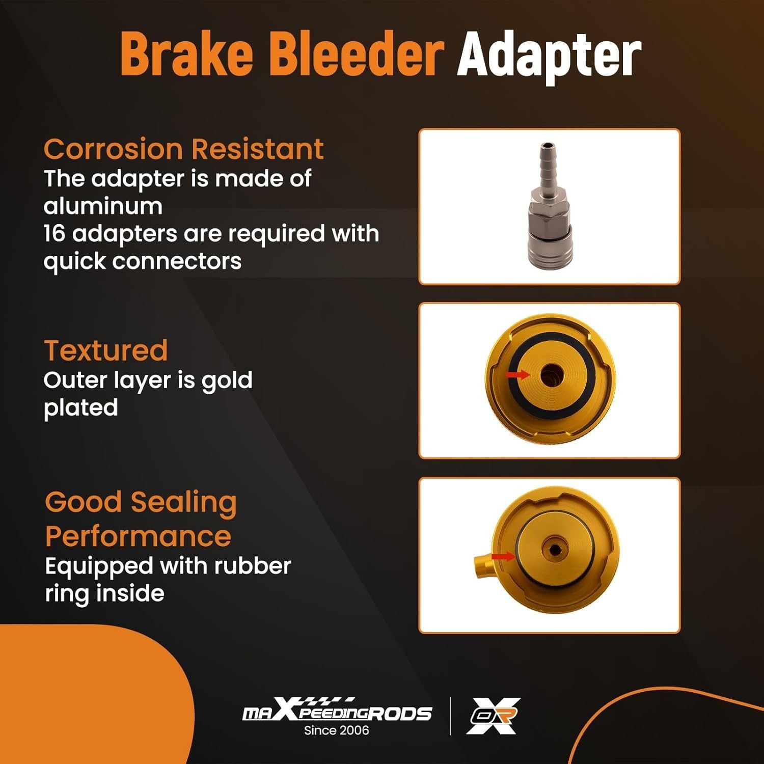 Brake Bleeder Adapter Kit 17 Pcs for Most Cars Aluminum Pressure Bleeding Tool