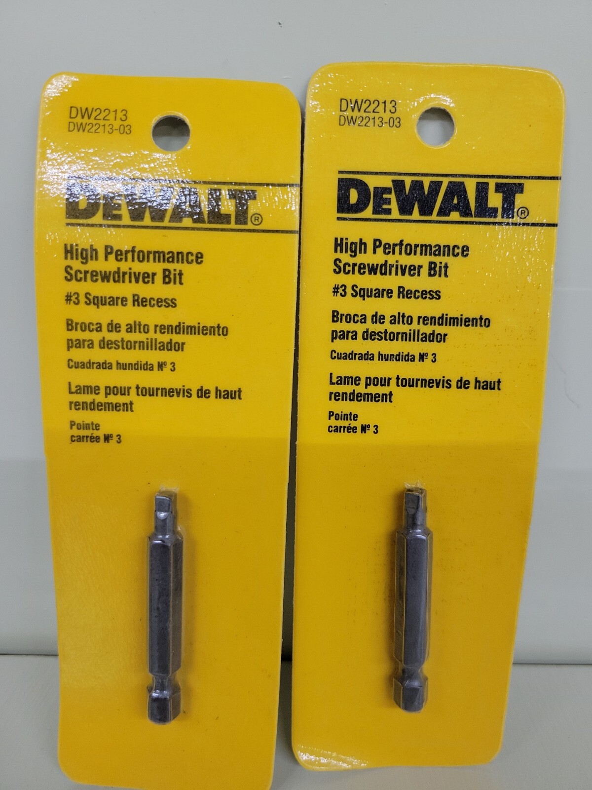 2 Dewalt DW2213 #3 Square Recess 2″ High Performance Power Bit Lot of 2