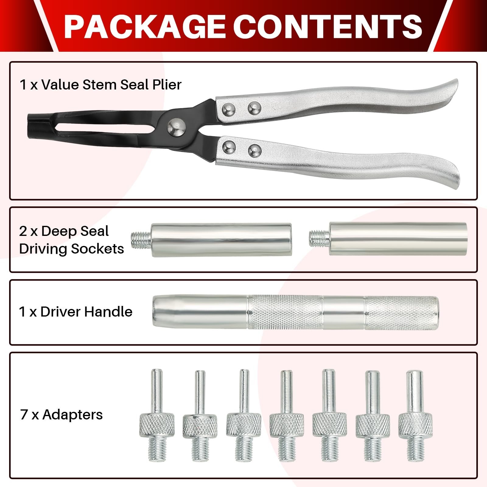 Valve Stem Seal Remover Installer Tool Kit | Car Engine Repair Set with Sockets