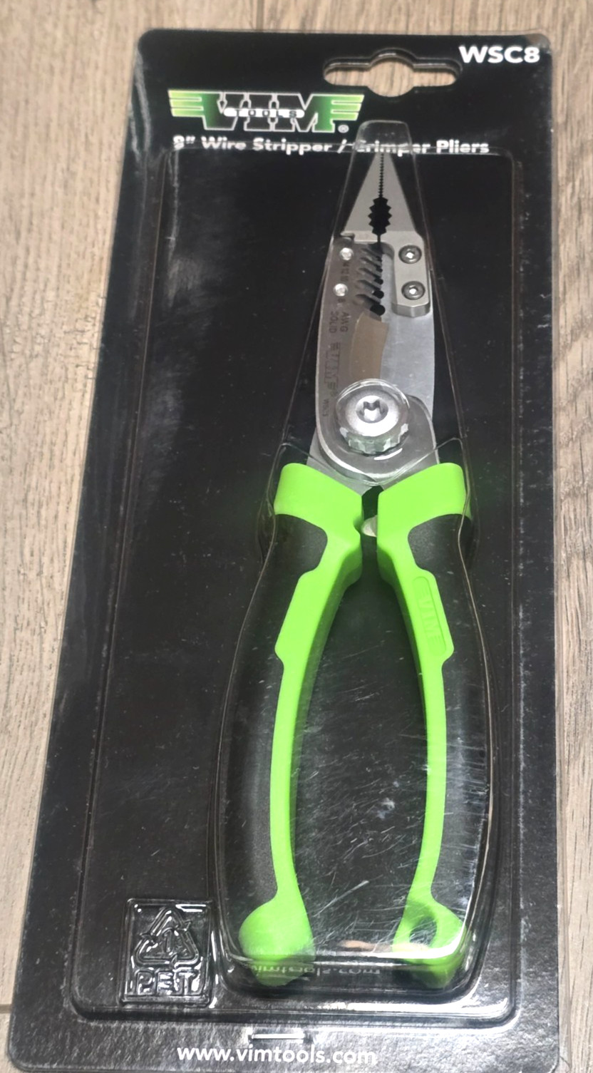 VIM Tools Electrical Wire Crimper, Strippers, & Cutting Long Nose Pliers #WSC8