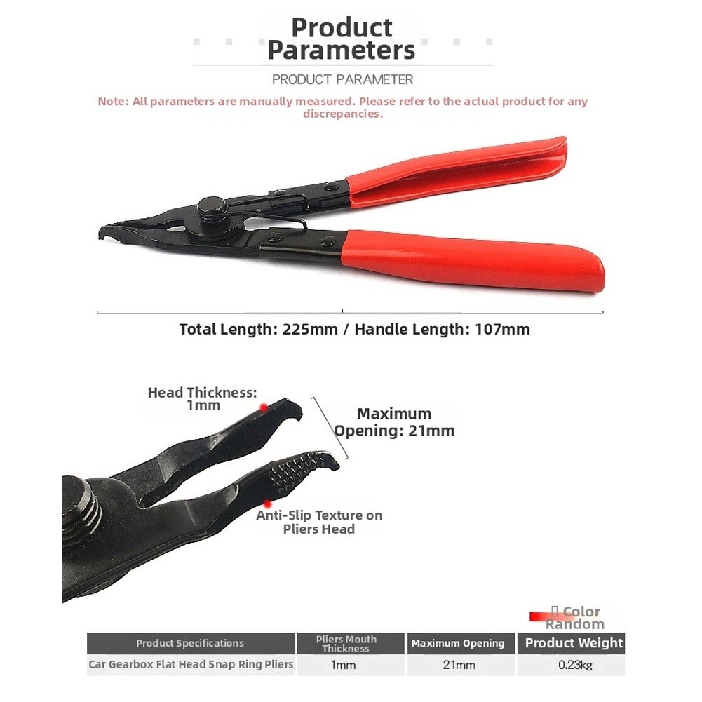 Flat Head Circlip Pliers External Snap Ring Pliers for Gearbox Transmission Use