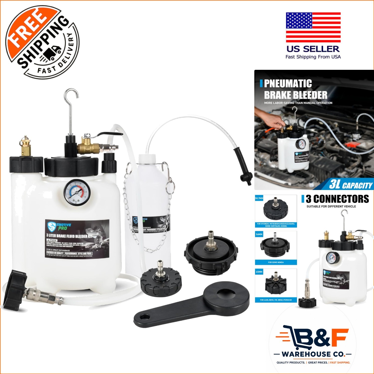 Complete 3L Pneumatic Brake Bleeder Set – Durability & Efficiency Guaranteed
