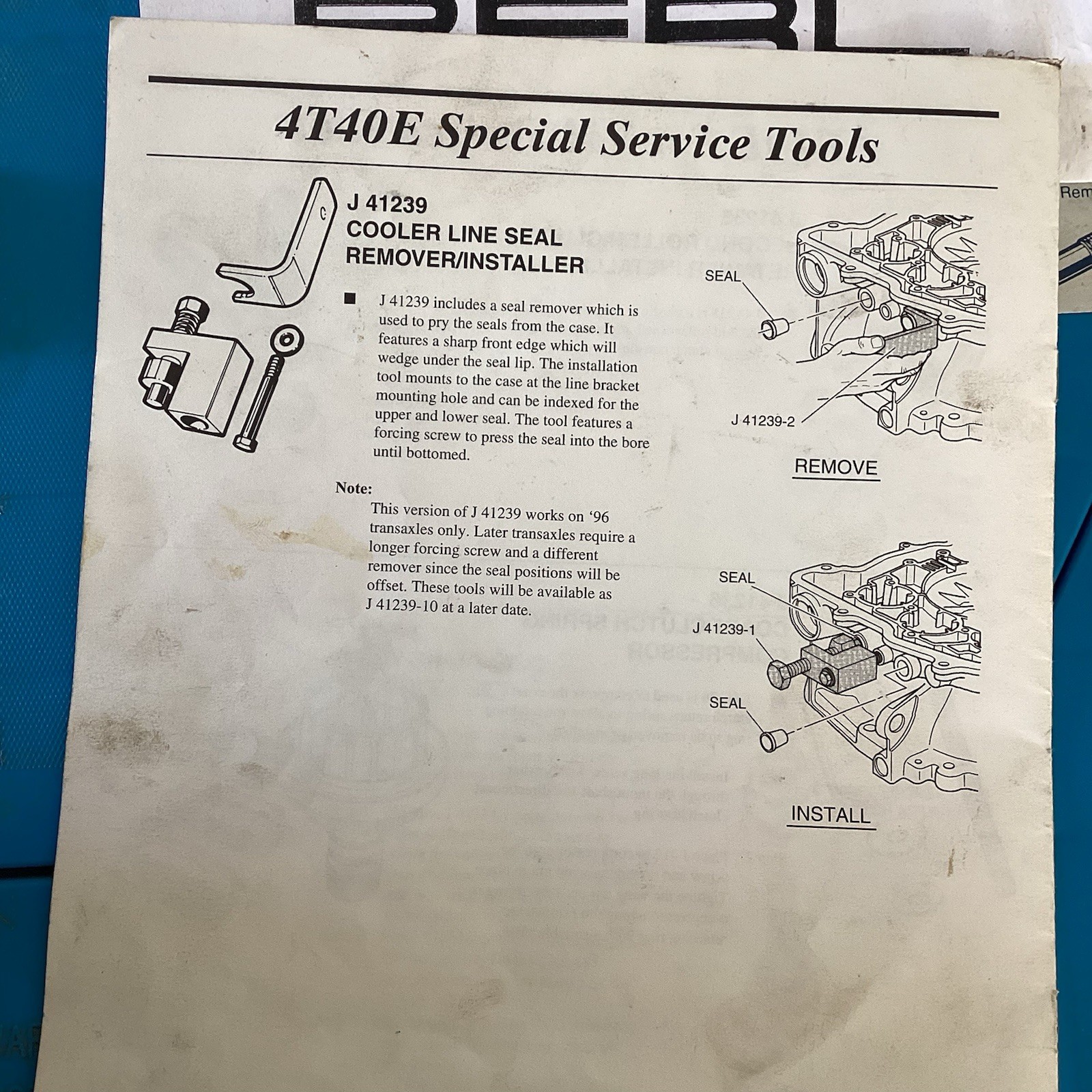 4t40E transaxle special service tools spx kent moore