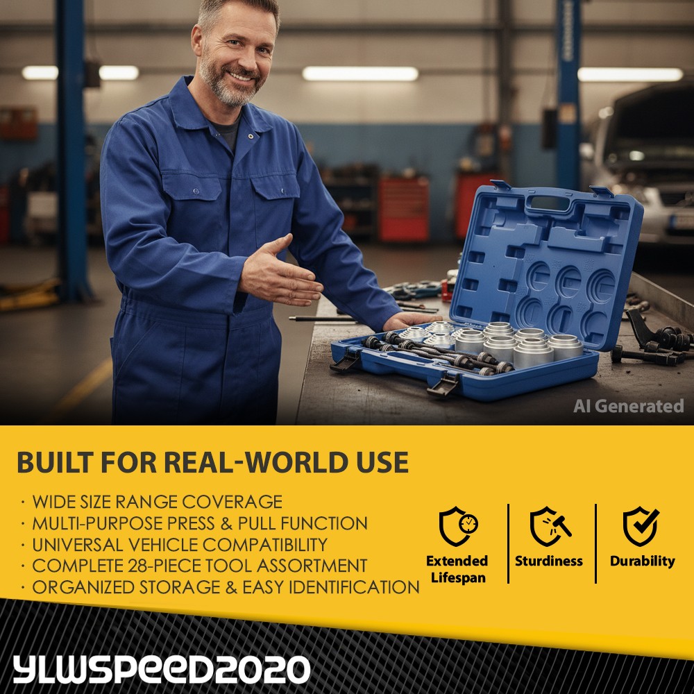 Universal Press Pull Sleeve Kit Bush Bearing Removal Insertion Tool Kit Set 28PC